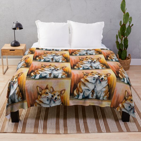 Item preview, Calm corgi couple in calm watercolor love happy corgi - Corgi Duo designed and sold by Pastel-Pulse.