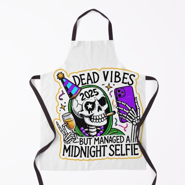 Item preview, 2025 HAPPY NEW YEAR'S EVE HUMOR: DEAD VIBES, Midnight Selfie Skeleton, AI designed and sold by davidjulie.