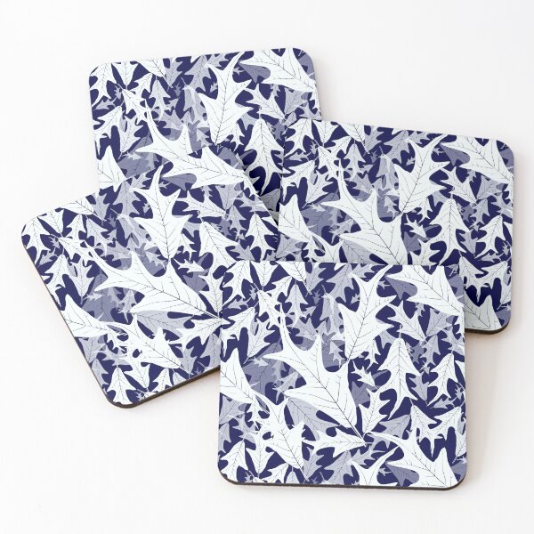 Item preview, Swirling Oak Leaves on Ice Blue on Navy Blue 000140 Half-drop designed and sold by Art in My Loft.