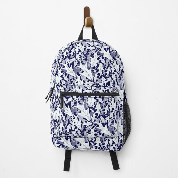 Item preview, Swirling Oak Leaves on Ice Blue on Navy Blue 000140 Half-drop designed and sold by Art in My Loft.
