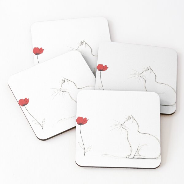 Item preview, minimalist cat with poppy designed and sold by aghnadarragh.