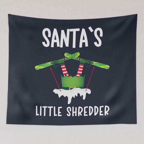 Item preview, Santa's Little Shredder Funny Elf Skiing Ski Holiday Kids designed and sold by Anniko Art Studio.