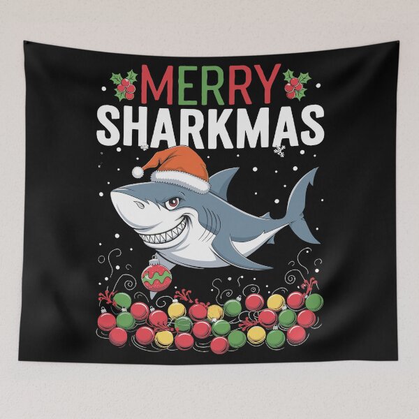 Item preview, Merry Sharkmas Festive Holiday Shark designed and sold by InsanseCreation.