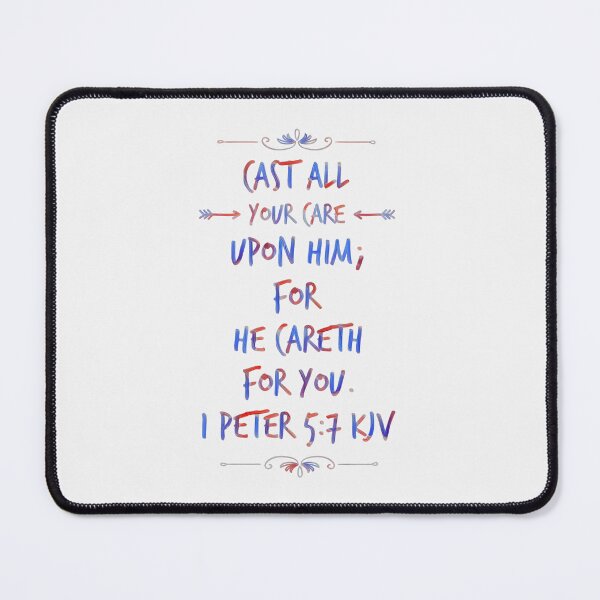 Item preview, KJV 1 Peter 5:7, Christian Bible Verse Typography designed and sold by Our Bible Journey.