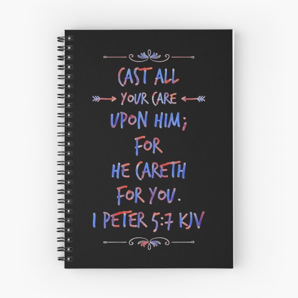Item preview, KJV 1 Peter 5:7, Christian Bible Verse Typography designed and sold by Our Bible Journey.