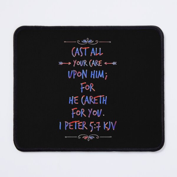 Item preview, KJV 1 Peter 5:7, Christian Bible Verse Typography designed and sold by Our Bible Journey.