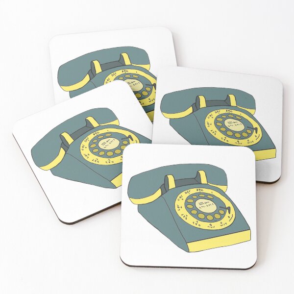 Item preview, Blue and Yellow Retro Rotary Phone designed and sold by CreepingWillow.