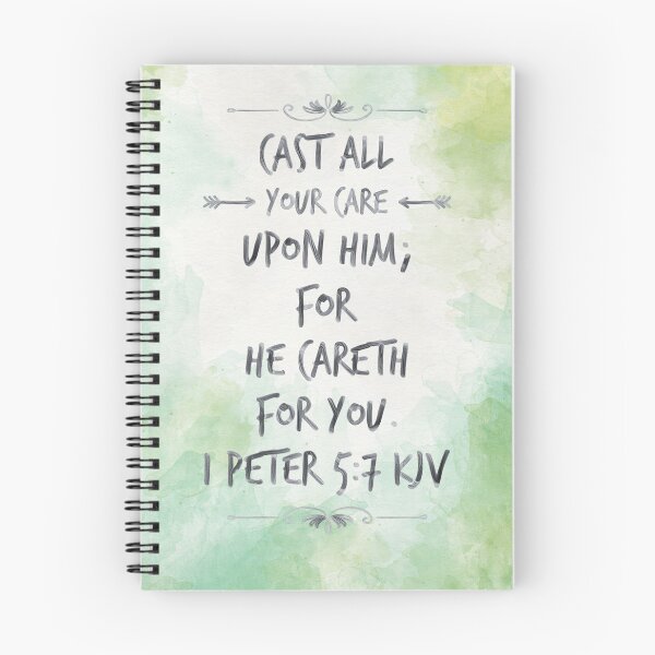 Item preview, KJV 1 Peter 5:7, Christian Bible Verse Typography designed and sold by Our Bible Journey.