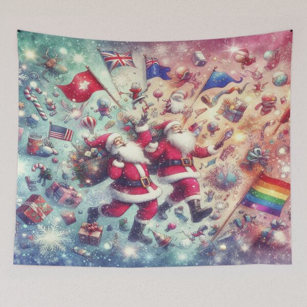 Item preview, Flags and Funky Santas in Wonderland – Perfect Holiday Gift designed and sold by Imaginarium of Chaos falcon88 .
