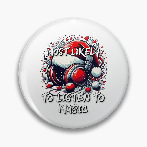 Item preview, Most Likely To Listen To Music Christmas Matching Family Funny Santa's Hat Headphones designed and sold by Creat-Des.
