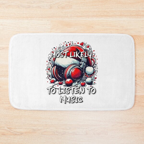 Item preview, Most Likely To Listen To Music Christmas Matching Family Funny Santa's Hat Headphones designed and sold by Creat-Des.