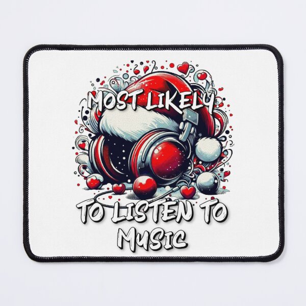 Item preview, Most Likely To Listen To Music Christmas Matching Family Funny Santa's Hat Headphones designed and sold by Creat-Des.
