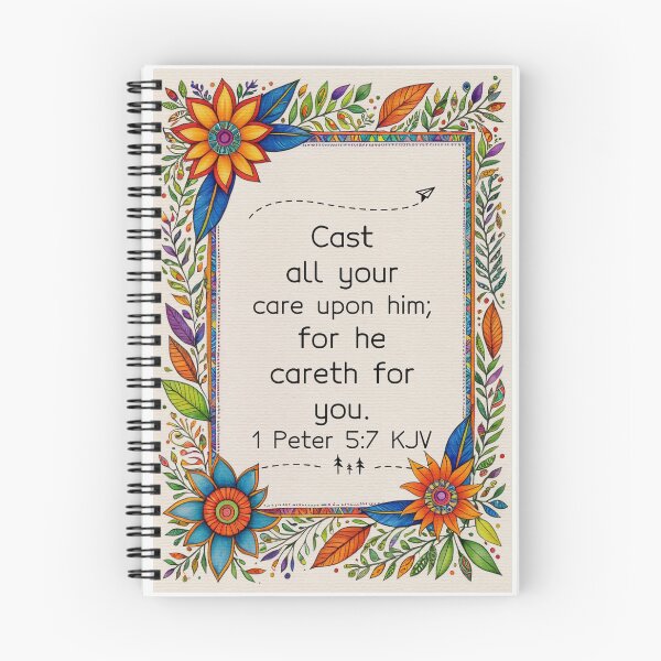 Item preview, KJV 1 Peter 5:7, Christian Bible Verse Typography designed and sold by Our Bible Journey.