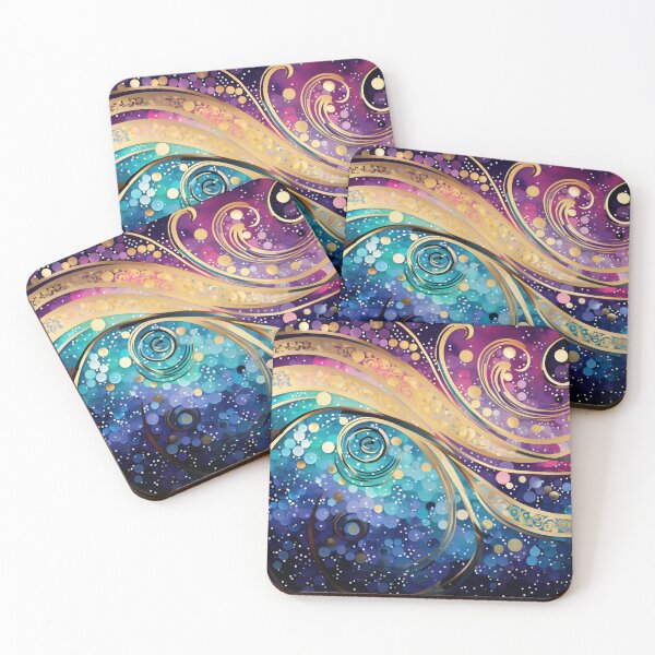 Item preview, Cosmic-inspired waves interlaced with stardust and glitter accents on a dark background. designed and sold by anytka.