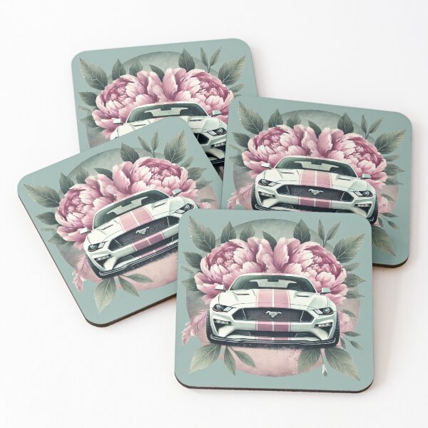 Item preview, Elegant Mustang Eco Boost with Pink Peonies – Watercolor Style Automotive Art designed and sold by Negative Vibes Only.