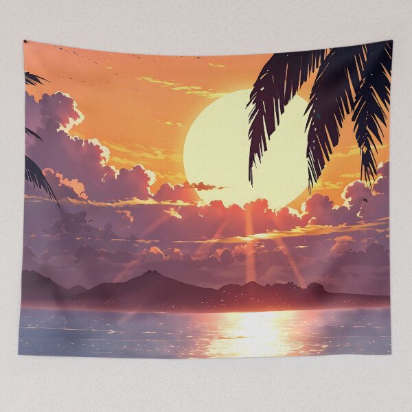 Item preview, palm trees on the beach sand - anime designed and sold by AA-designstore.