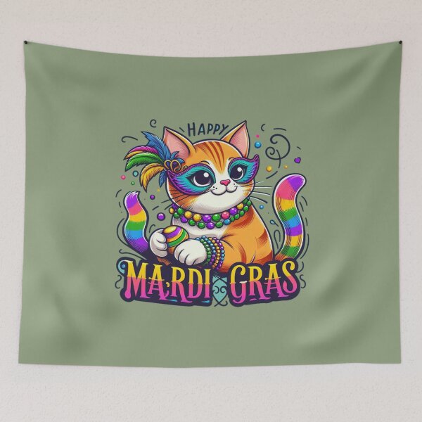 Item preview, Cat's Got the Mardi Gras Spirit designed and sold by Coollzone.