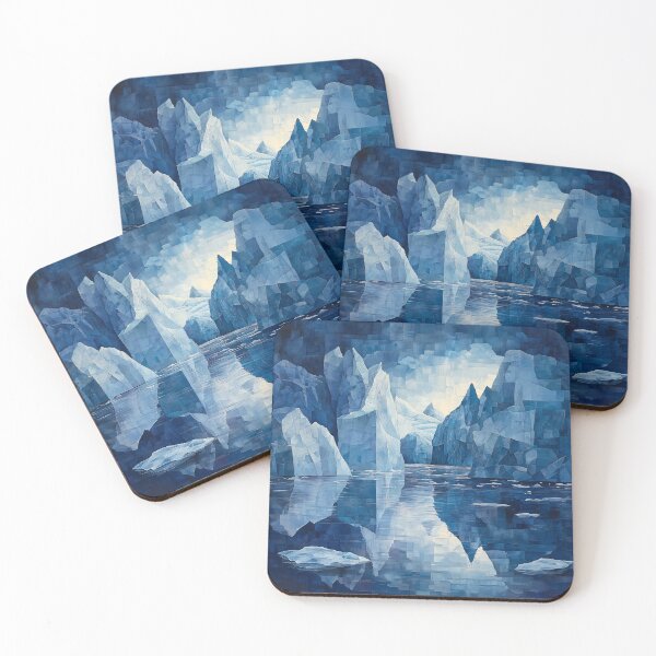 Item preview, Monochromatic Blue Abstract Arctic Iceberg Landscape designed and sold by Moisky Art.
