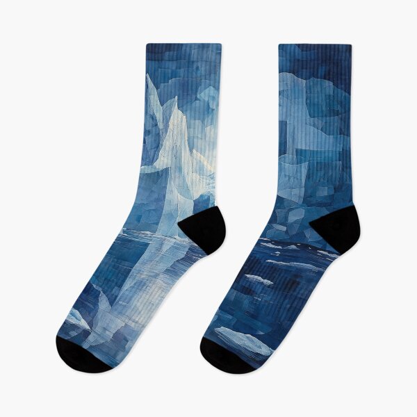 Item preview, Monochromatic Blue Abstract Arctic Iceberg Landscape designed and sold by Moisky Art.
