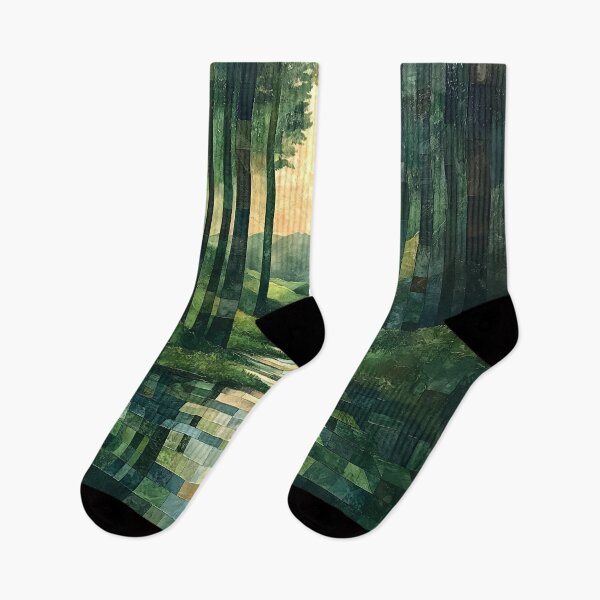 Item preview, Monochromatic Green Abstract Forest with Reflective River designed and sold by Moisky Art.