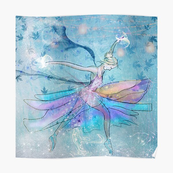Graceful Ballet Dancer in Blue and Lilac Poster
