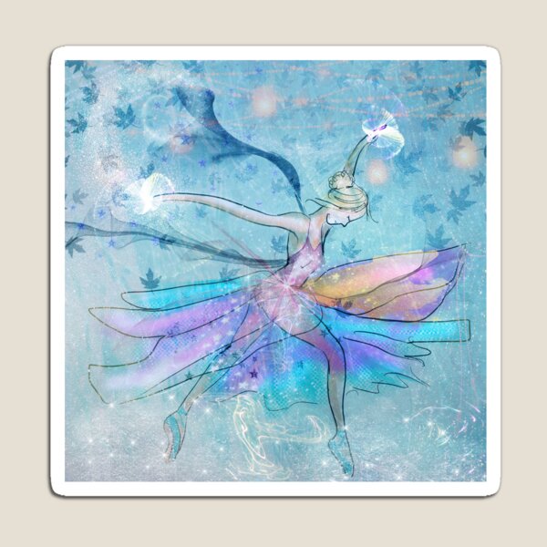 Graceful Ballet Dancer in Blue and Lilac Magnet