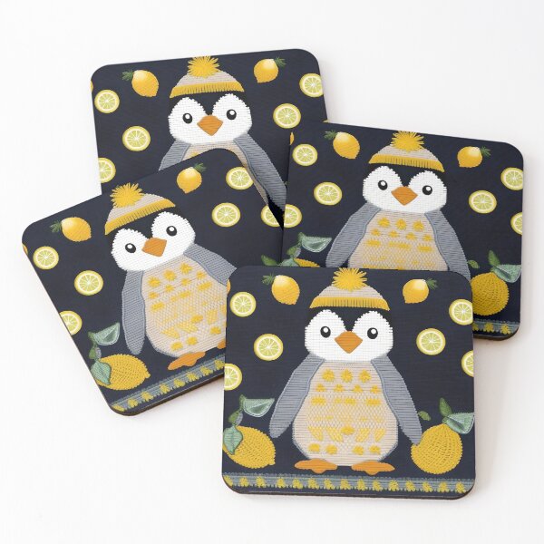 Item preview, Penguin Embroidery with Lemons designed and sold by Ciervo Primavera.