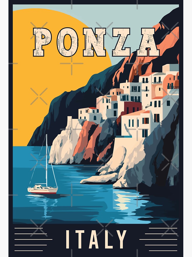 Thumbnail 3 of 3, Sticker, Discover Ponza in Italy - Stunning Travel Art Inspiration designed and sold by turtlestart.