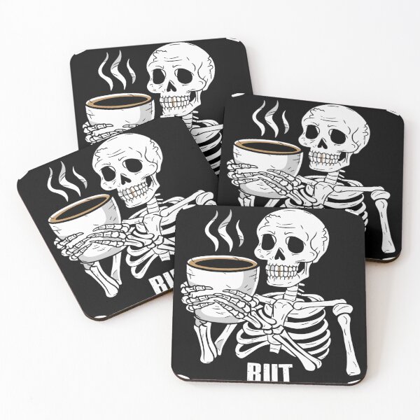 Item preview, Dead Inside But Caffeinated Halloween Coffee Skeleton designed and sold by KitonicTees.