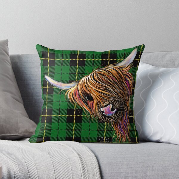SCoTTiSH HiGHLaND CoW ' TaRTaN NooDLeS G ' by SHiRLeY MacARTHuR Throw Pillow