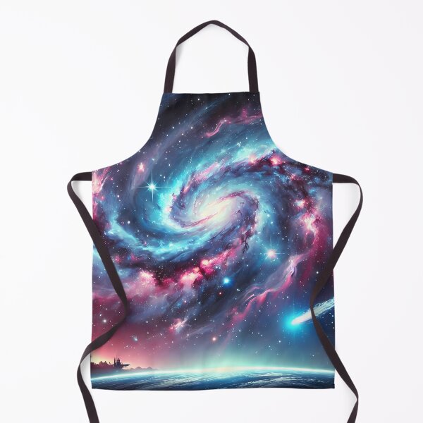 Item preview, "Spaceship traveling through a glowing galaxy." designed and sold by OrbitOdyssey.