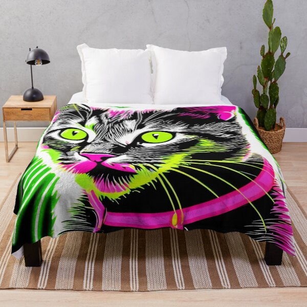 Item preview, Neon Kitty Feline Art designed and sold by Health And Fitness Posts e-Store.