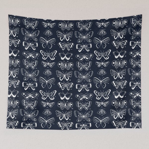 Item preview, white on navy butterflies designed and sold by Michelle doran.