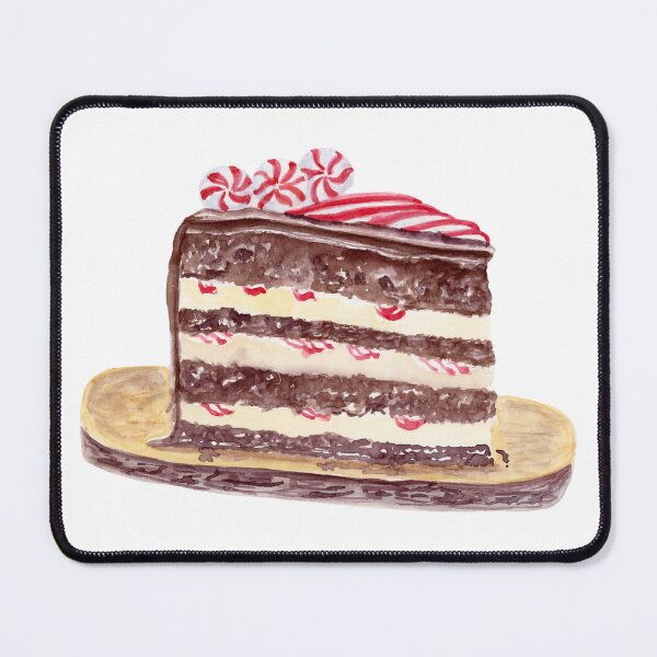 Item preview, Watercolor Christmas Peppermint Chocolate Cake designed and sold by daphsam.