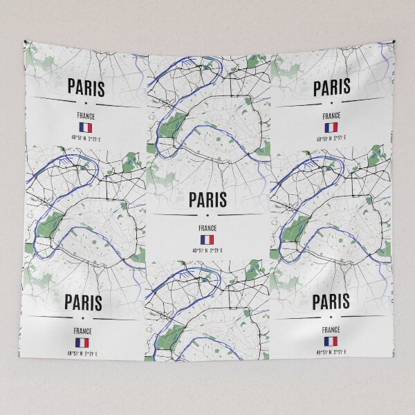 Item preview, Paris Map Art - Seine River, French Streets & City Design designed and sold by Psycho-Crazy.