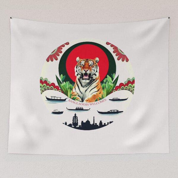 Item preview,  Bangladesh Welcomes Flag Map Dhaka, Sundarbans, designed and sold by AnimalsDH305.