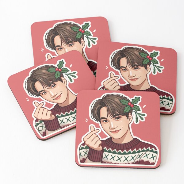 Item preview, EXO Kai Holiday Sticker | Festive Kpop Sweater with Mistletoe and Korean Heart Gesture" designed and sold by DEEPDesignsART.