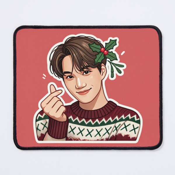 Item preview, EXO Kai Holiday Sticker | Festive Kpop Sweater with Mistletoe and Korean Heart Gesture" designed and sold by DEEPDesignsART.