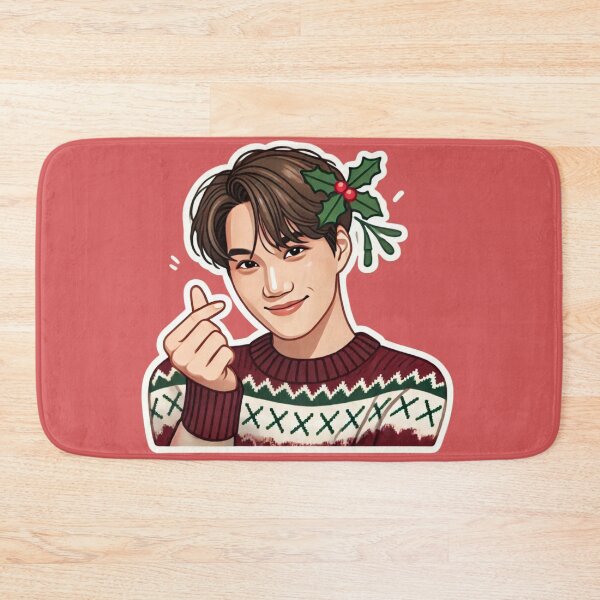 Item preview, EXO Kai Holiday Sticker | Festive Kpop Sweater with Mistletoe and Korean Heart Gesture" designed and sold by DEEPDesignsART.