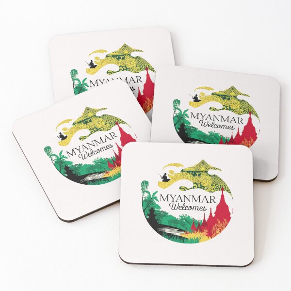 Item preview, Myanmar Birma Welcomes Flag Map Yangon, Mandalay, designed and sold by AnimalsDH305.