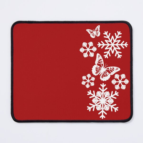 Item preview, One-side Fantasy Elegant Butterflies Snowflakes on Red Shapes Mania designed and sold by Shapes-Mania.