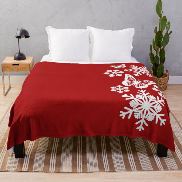 Item preview, One-side Fantasy Elegant Butterflies Snowflakes on Red Shapes Mania designed and sold by Shapes-Mania.