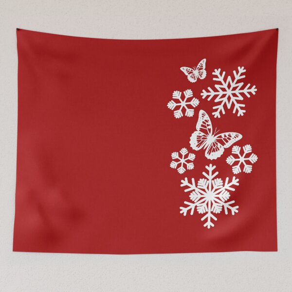 Item preview, One-side Fantasy Elegant Butterflies Snowflakes on Red Shapes Mania designed and sold by Shapes-Mania.