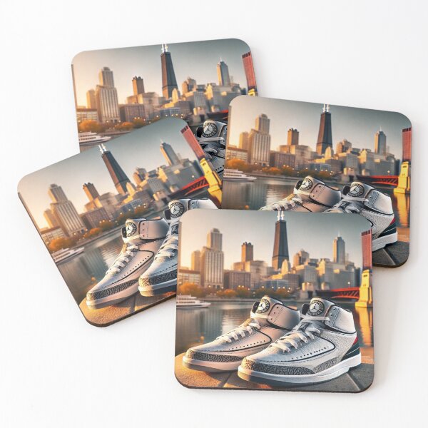 Item preview, Air Jordan 2 Sneakers with Chicago Skyline Art designed and sold by Puretrendsetter.