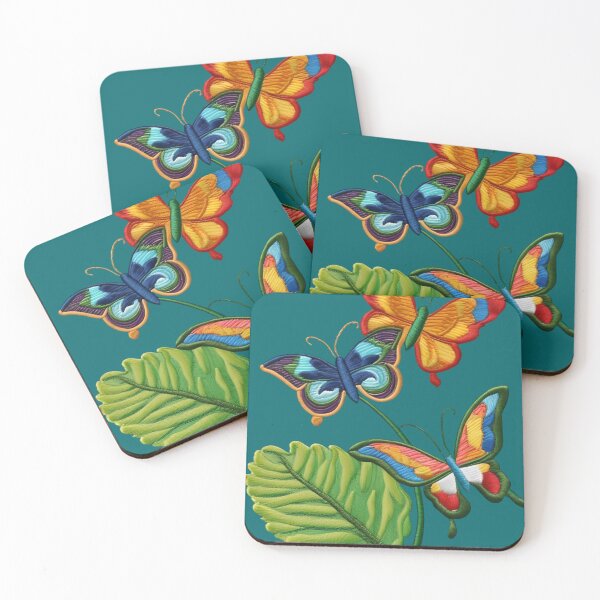 Item preview, Multicolor Butterfly and Leaf Embroidery designed and sold by Ciervo Primavera.