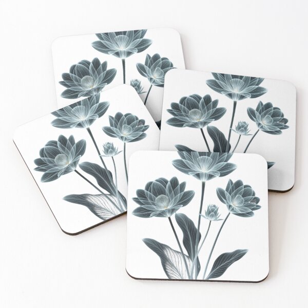 Item preview, Elegant X-Ray Style Floral Illustration on Black Background with Transparent Petals designed and sold by Creative88Art.