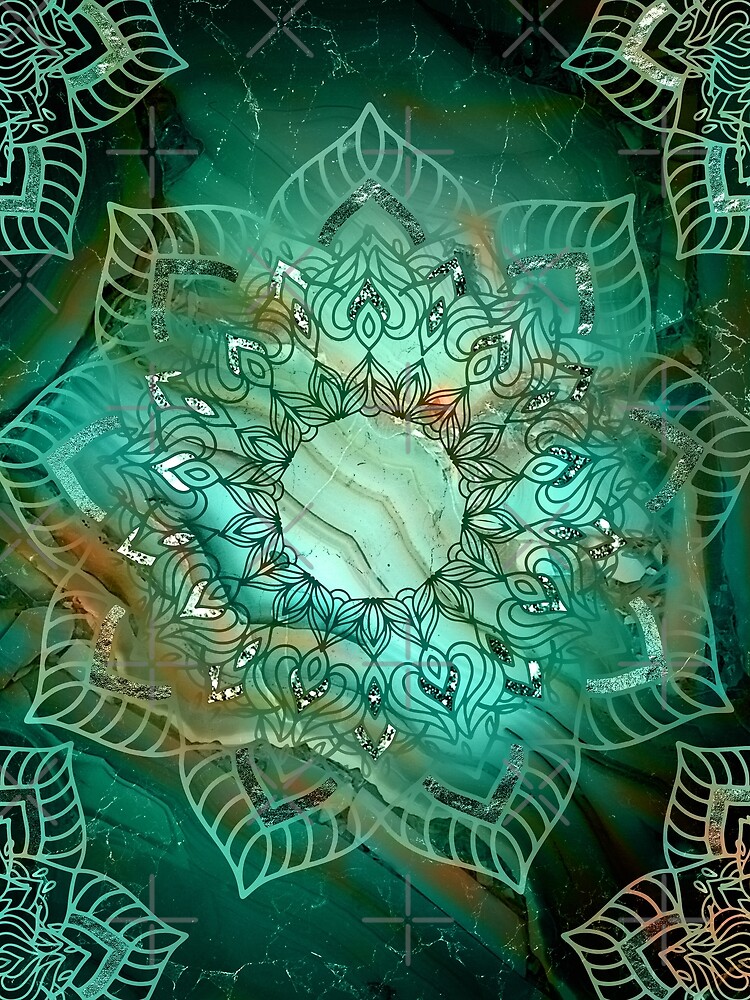 Wunderschönes Mandala - Türkisfarbene Kupfer- und Silbertöne von Quaintrelle