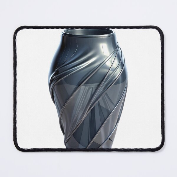 Item preview, Elegant Twisted Metallic Vase On Black Background Captures Modern Art Design designed and sold by Creative88Art.