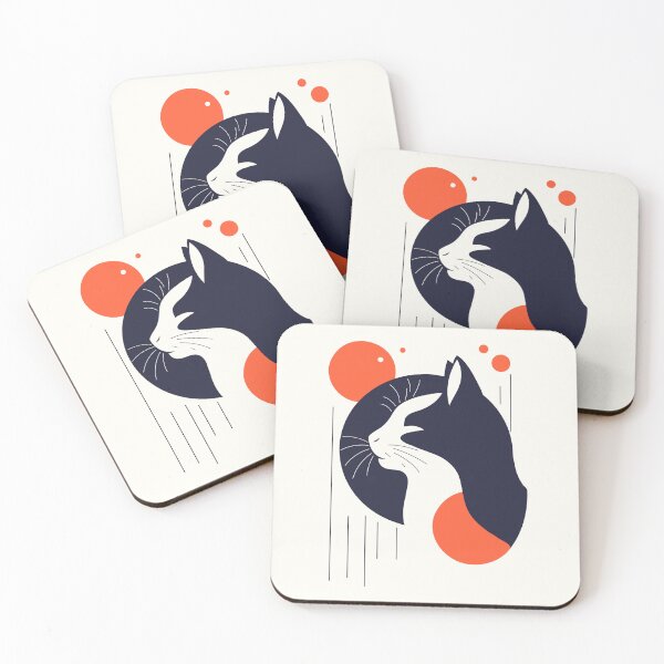 Item preview, Abstract Cat Silhouette mid century style blue and orange designed and sold by NoaaDesign.