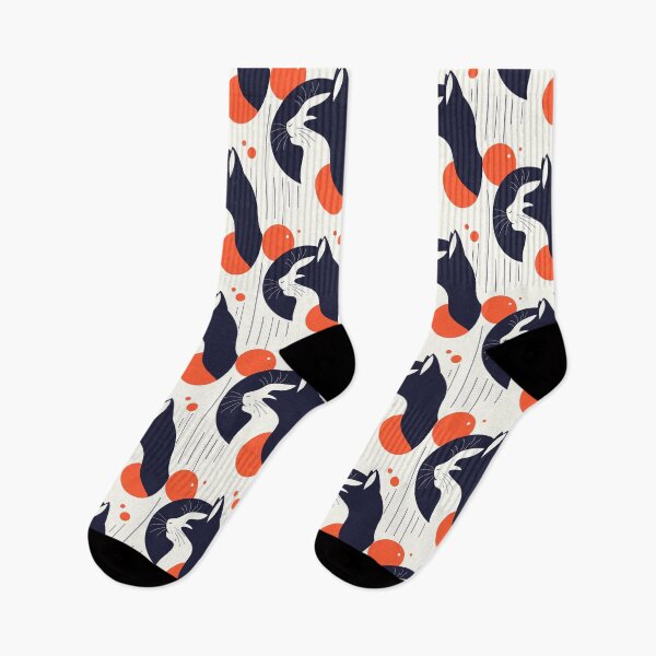 Item preview, Abstract Cat Silhouette mid century style blue and orange designed and sold by NoaaDesign.